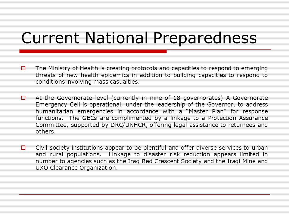Current National Preparedness