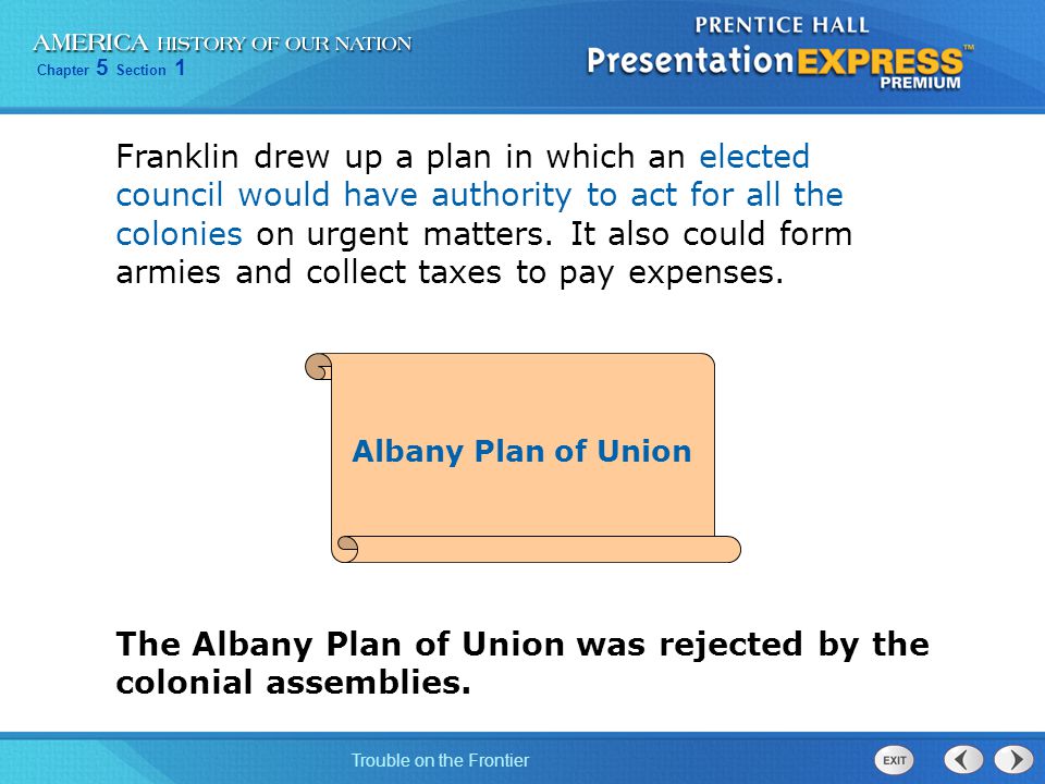 The Albany Plan of Union was rejected by the colonial assemblies.