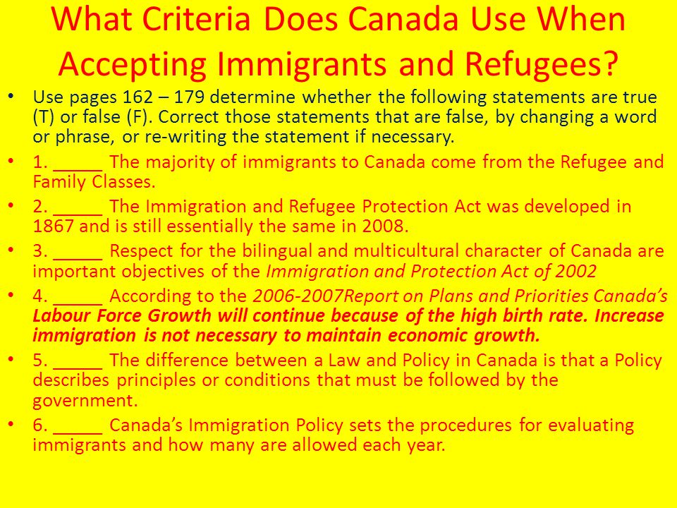 What Criteria Does Canada Use When Accepting Immigrants and Refugees