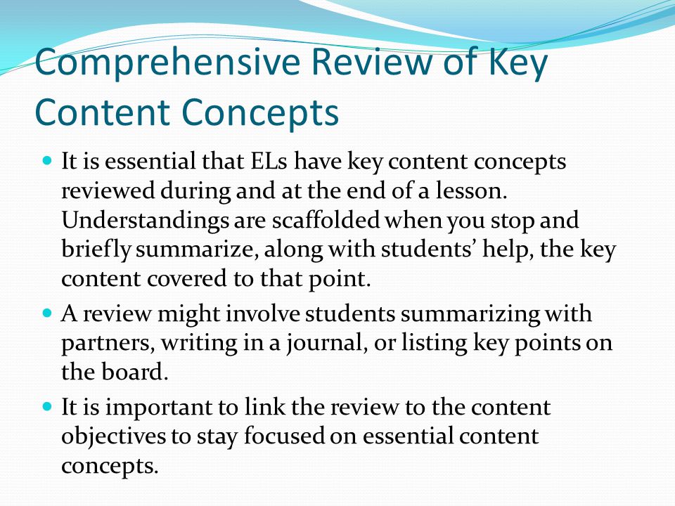 Comprehensive Review of Key Content Concepts