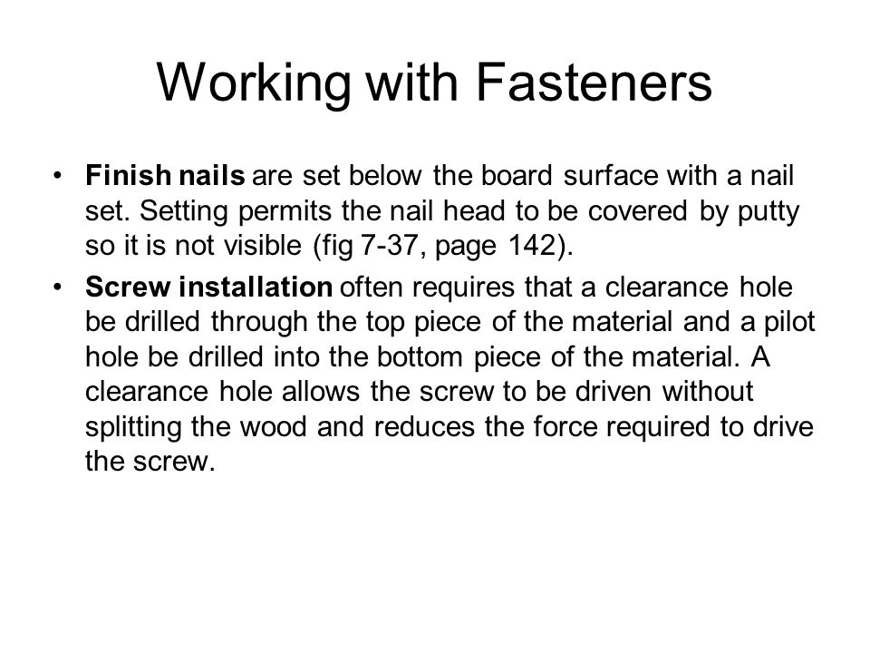 Working with Fasteners
