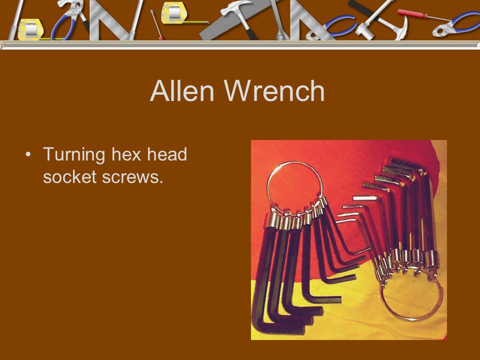 Allen Wrench Turning hex head socket screws.
