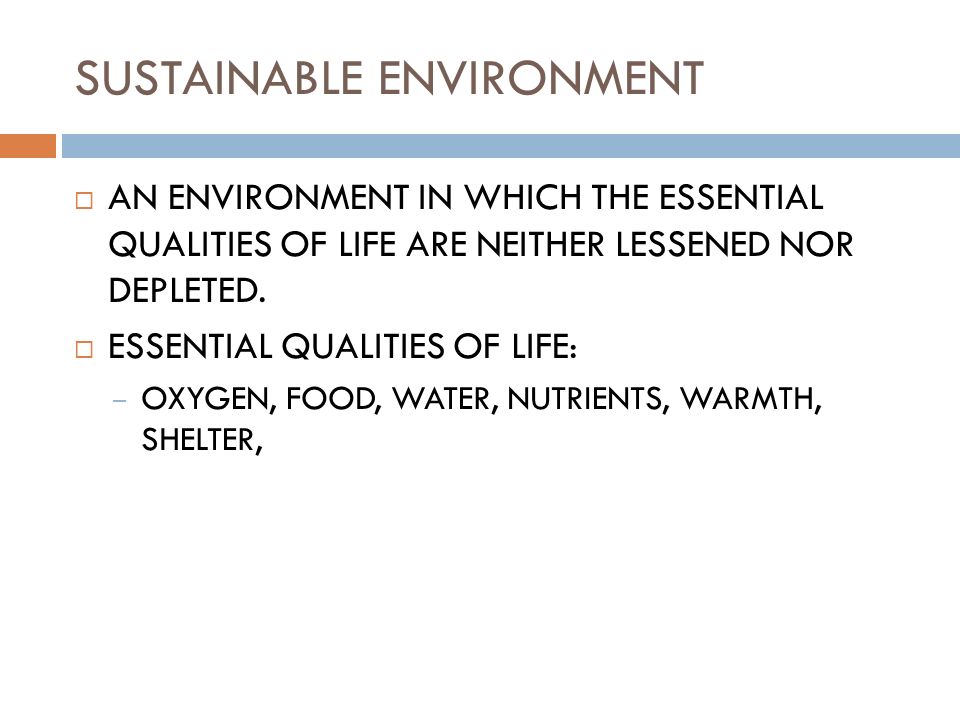 SUSTAINABLE ENVIRONMENT