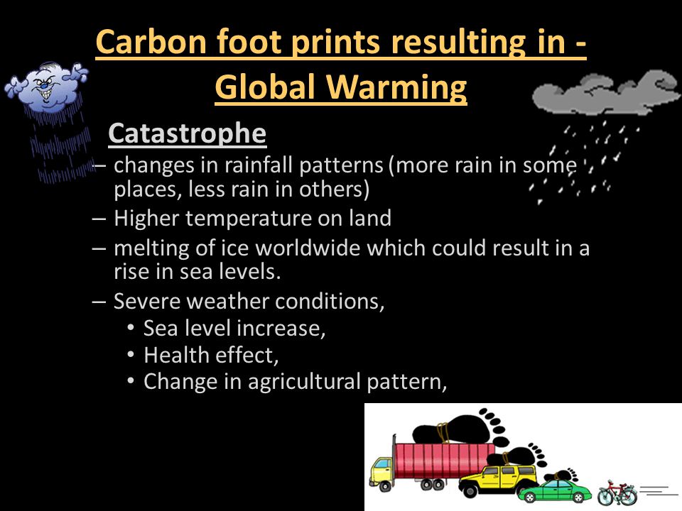 Carbon foot prints resulting in - Global Warming