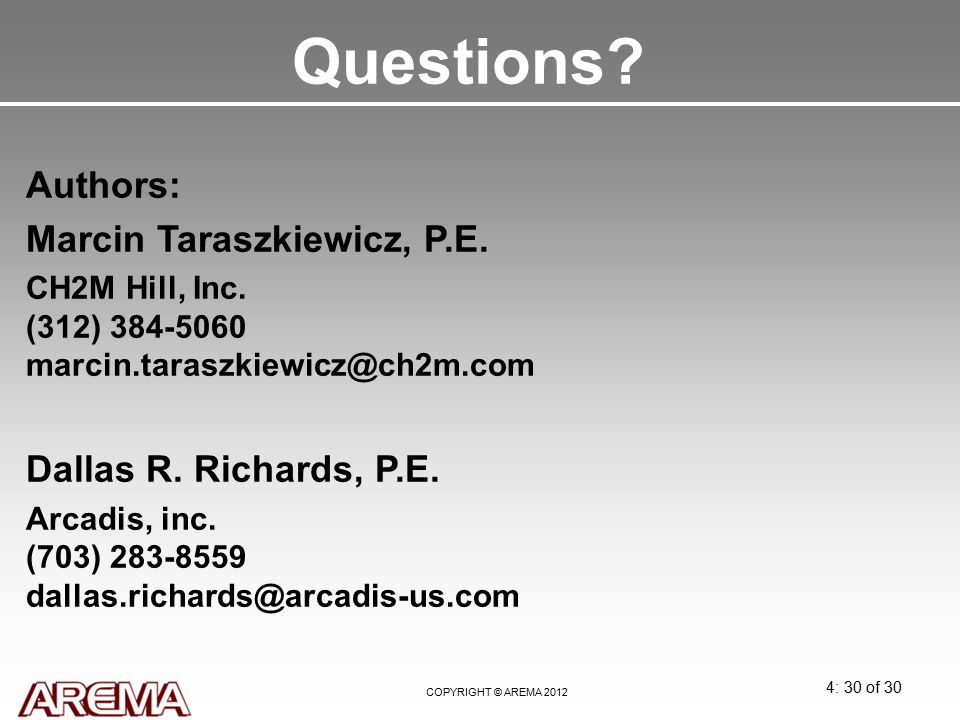 Questions Authors: Marcin Taraszkiewicz, P.E.