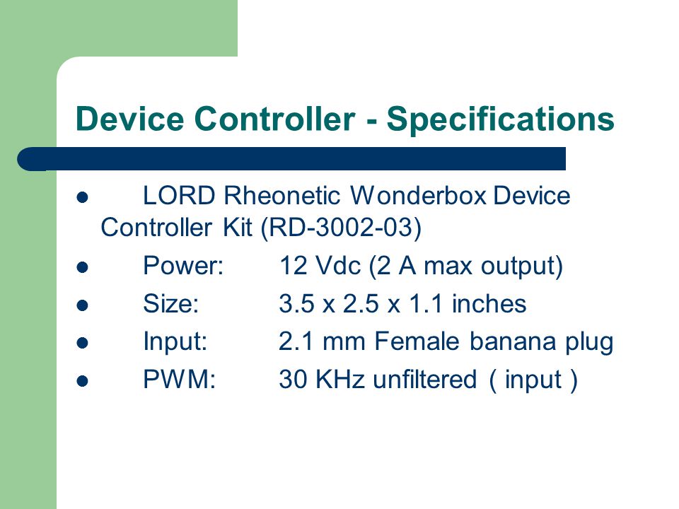 Device Controller - Specifications