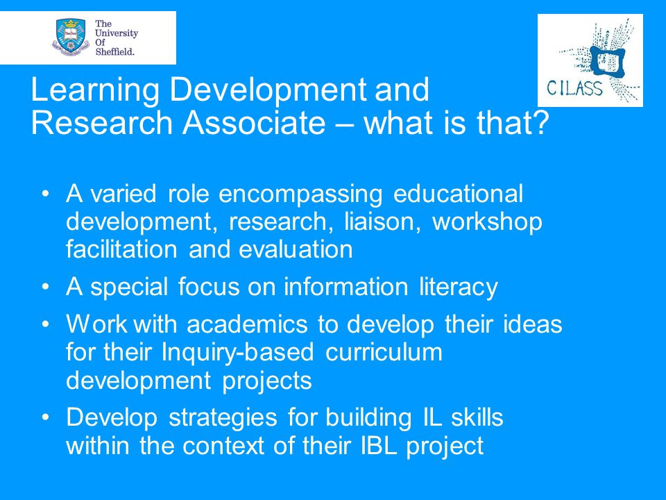 Learning Development and Research Associate – what is that