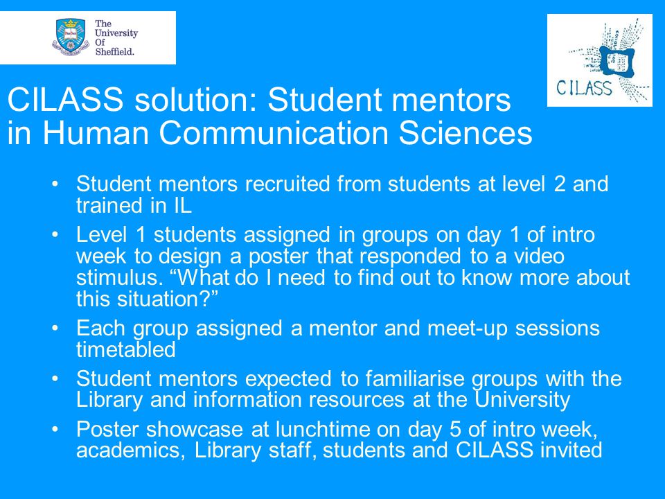 CILASS solution: Student mentors in Human Communication Sciences