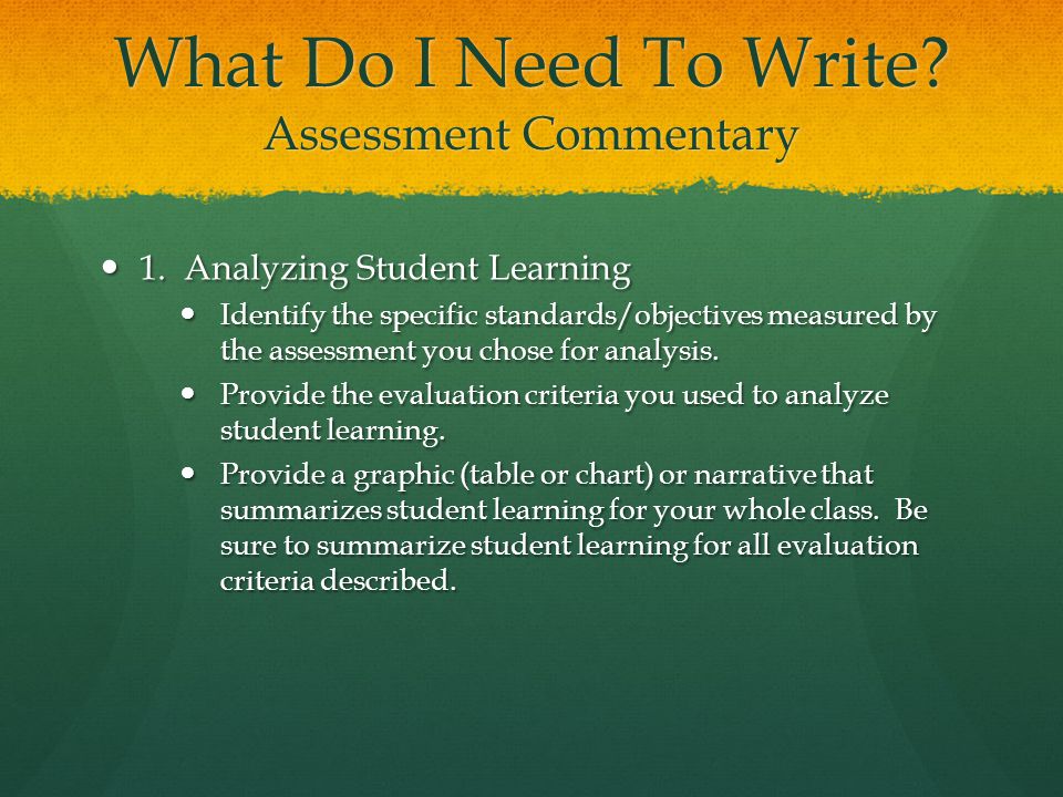 What Do I Need To Write Assessment Commentary