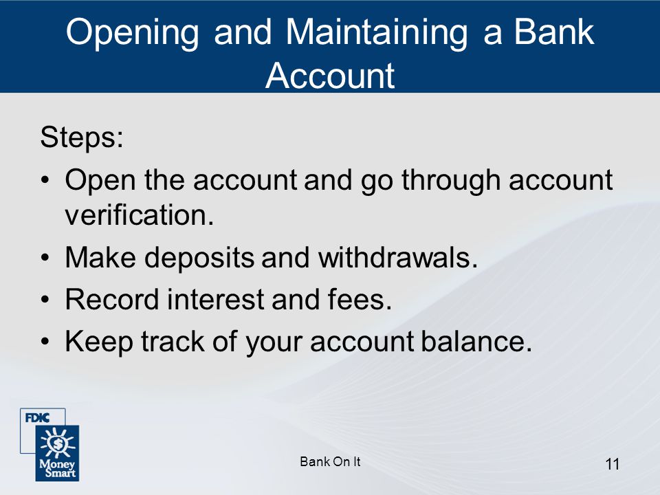 Opening and Maintaining a Bank Account