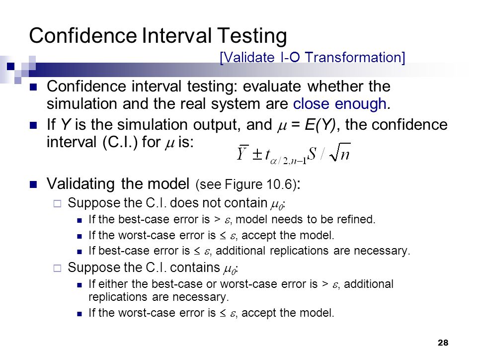 Confidence Interval Testing [Validate I-O Transformation]