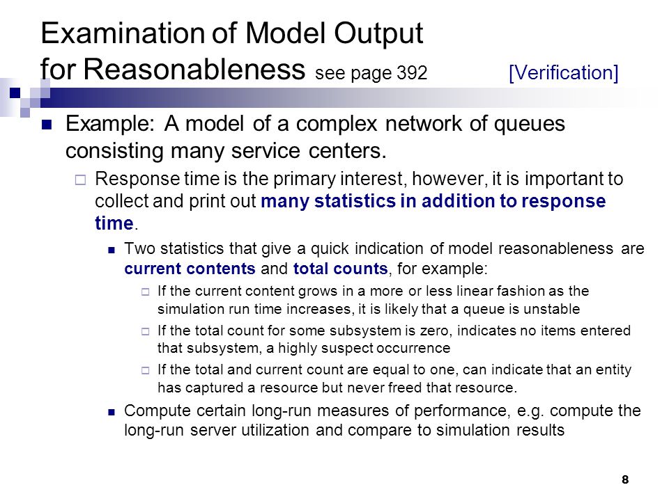 Examination of Model Output for Reasonableness. see page 392