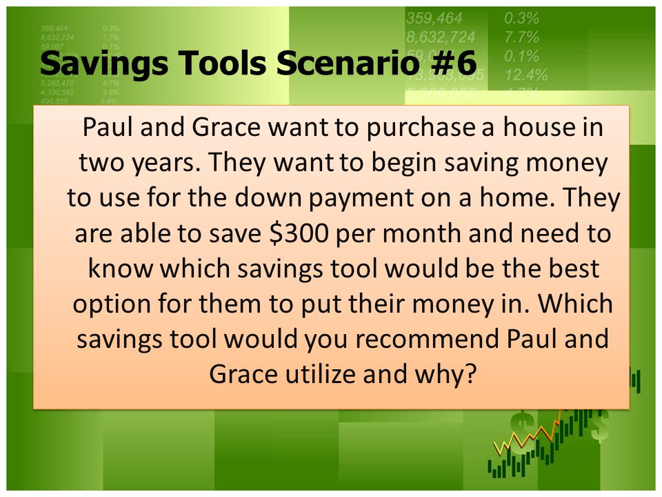 Savings Tools Scenario #6