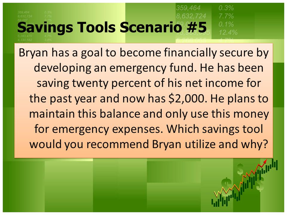 Savings Tools Scenario #5