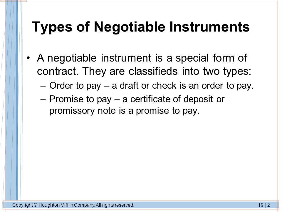 Nature and Types of Negotiable Instruments - ppt video online download