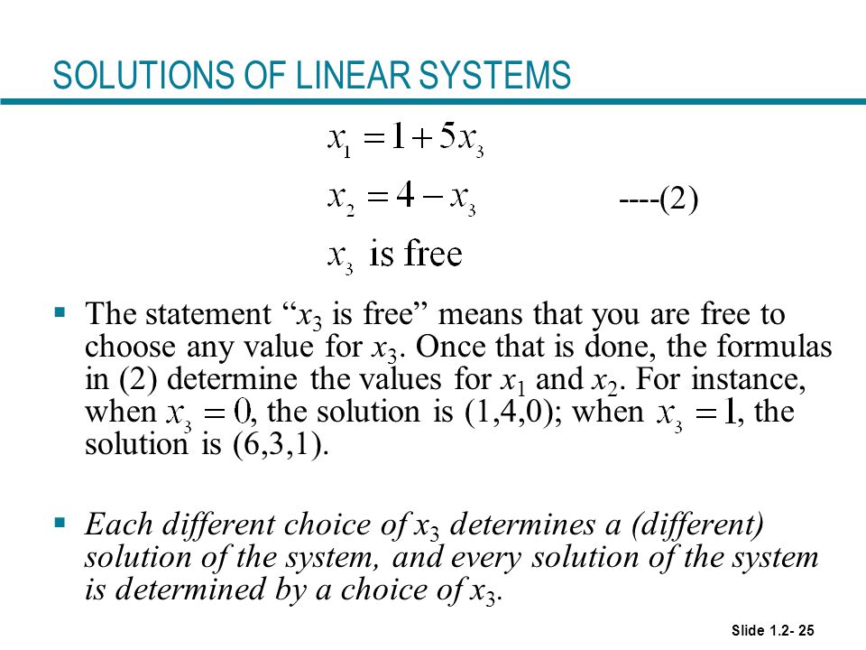 SOLUTIONS OF LINEAR SYSTEMS