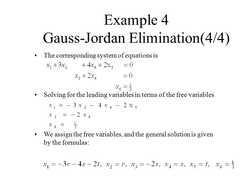 Example 4 Gauss-Jordan Elimination(4/4)