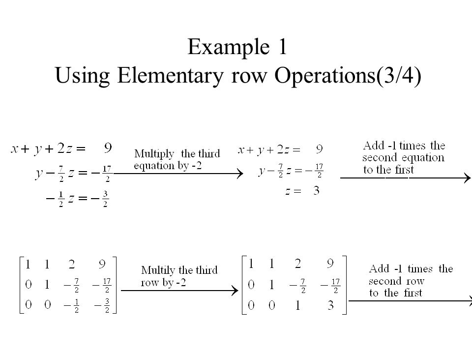 Example 1 Using Elementary row Operations(3/4)