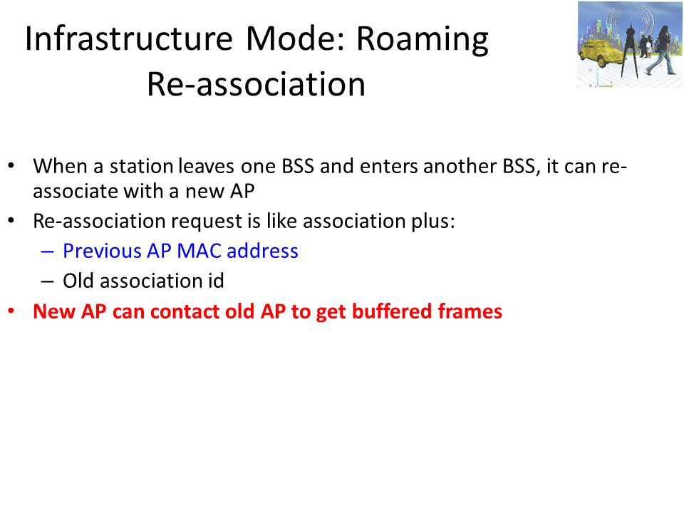 Infrastructure Mode: Roaming Re-association