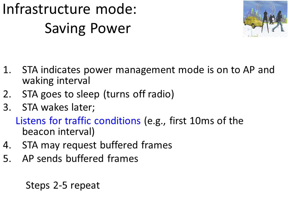 Infrastructure mode: Saving Power