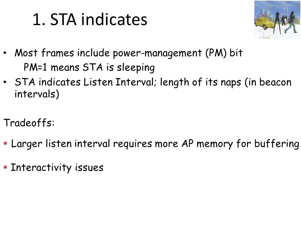 1. STA indicates Most frames include power-management (PM) bit