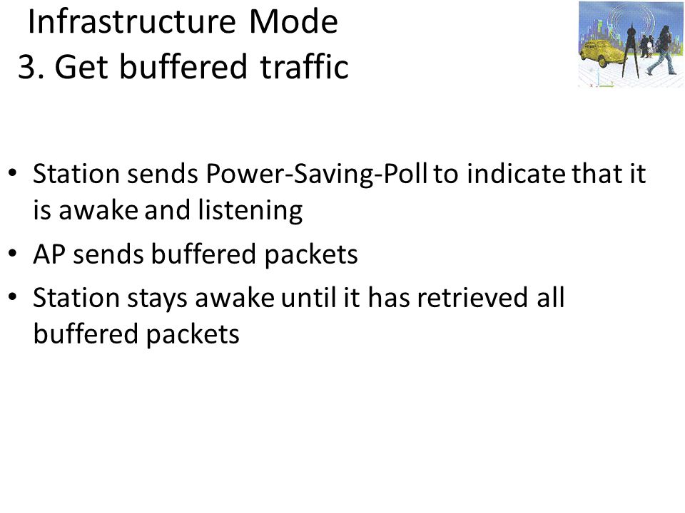 Infrastructure Mode 3. Get buffered traffic