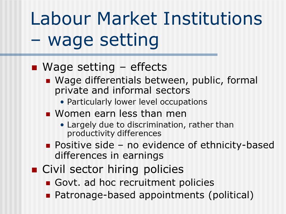 Labour Market Institutions – wage setting
