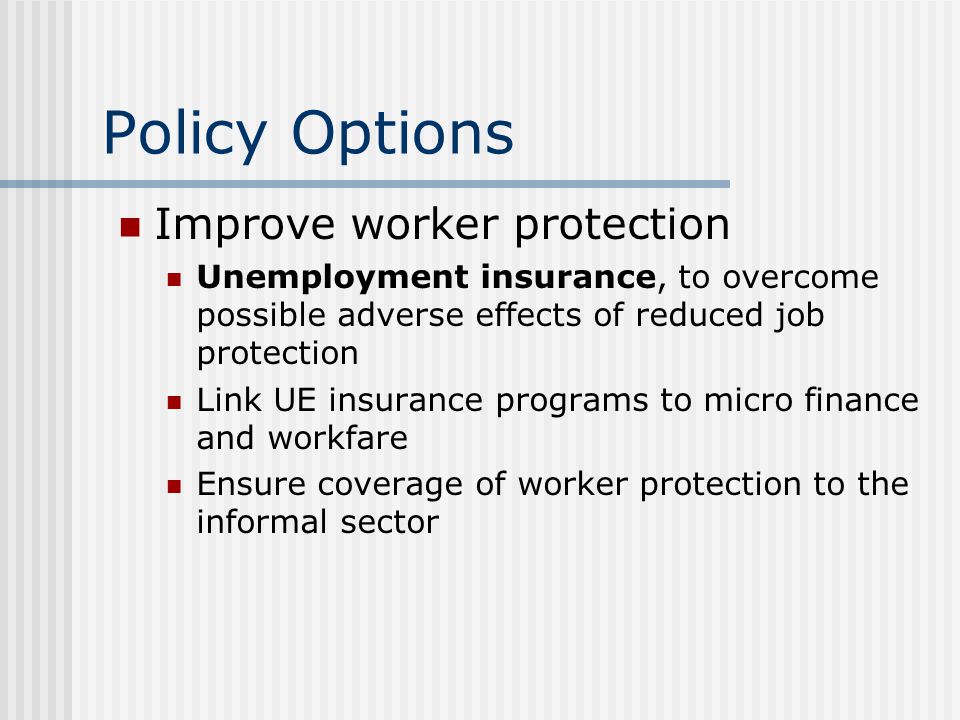 Policy Options Improve worker protection