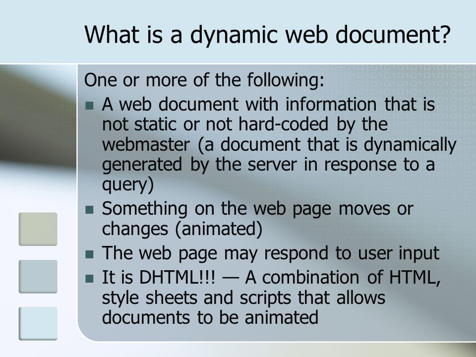 What is a dynamic web document