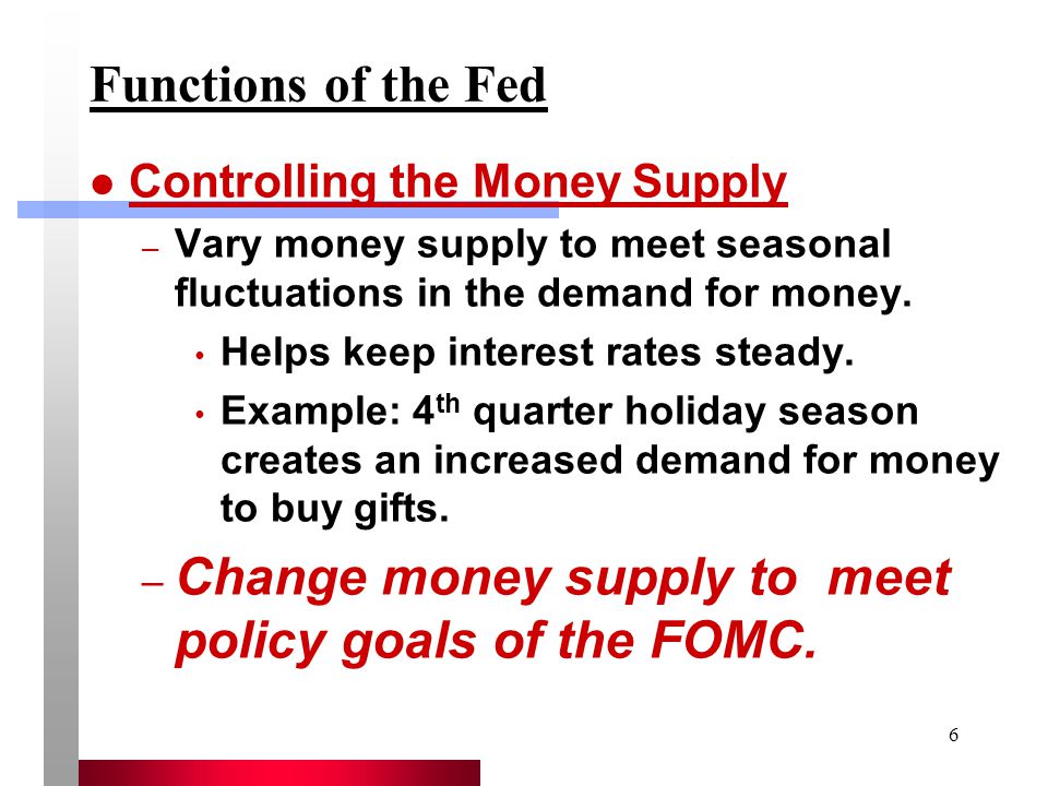 Change money supply to meet policy goals of the FOMC.