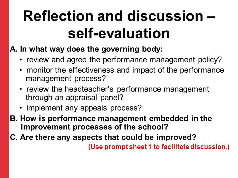 Reflection and discussion – self-evaluation