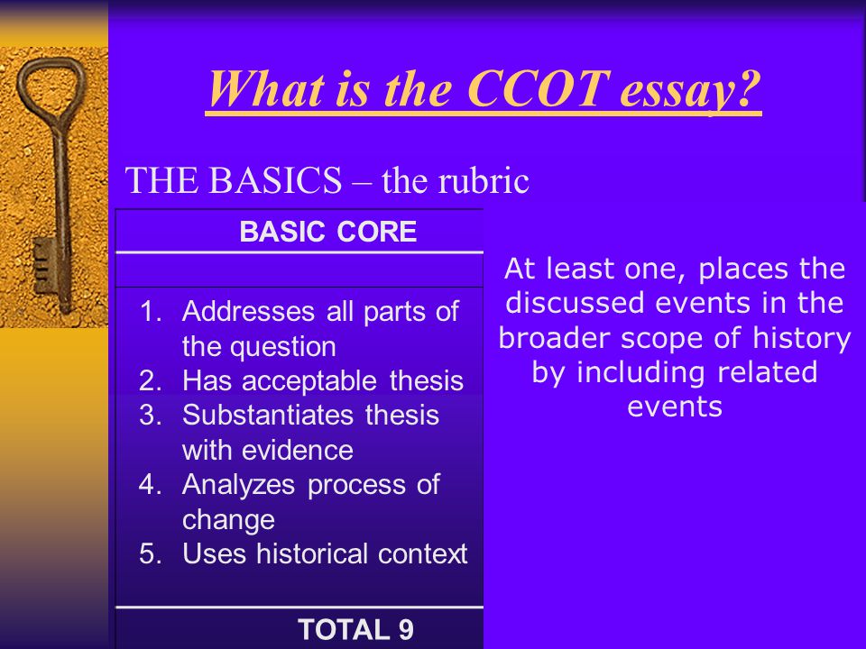 What is the CCOT essay THE BASICS – the rubric