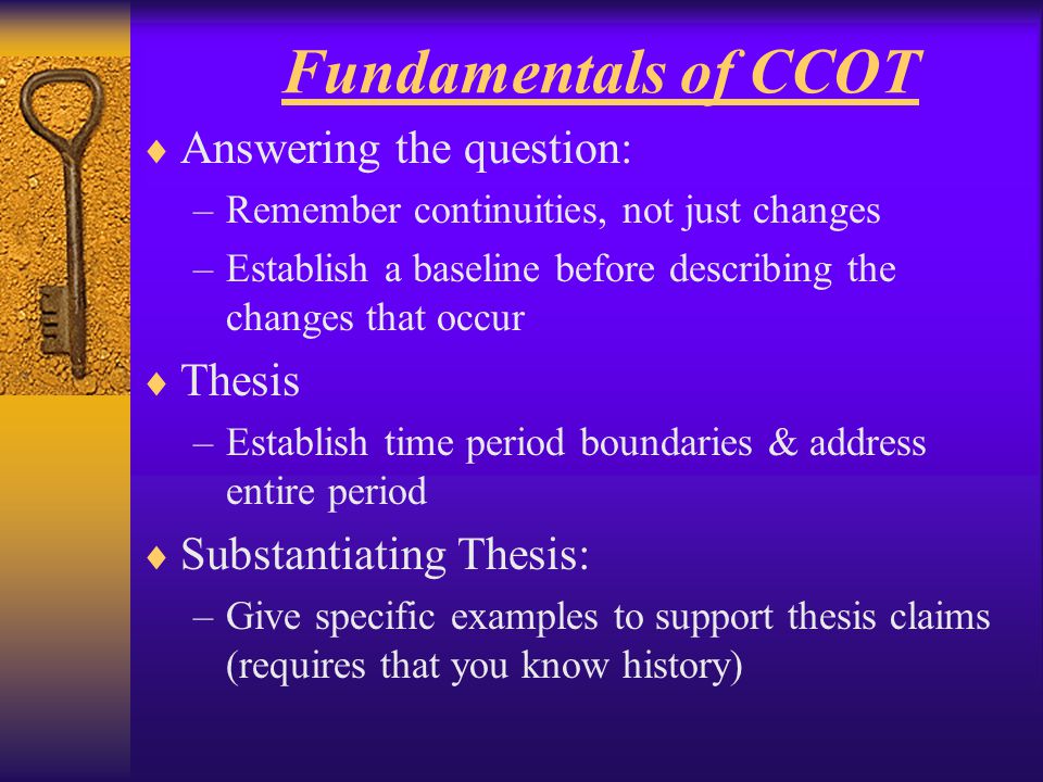 Fundamentals of CCOT Answering the question: Thesis