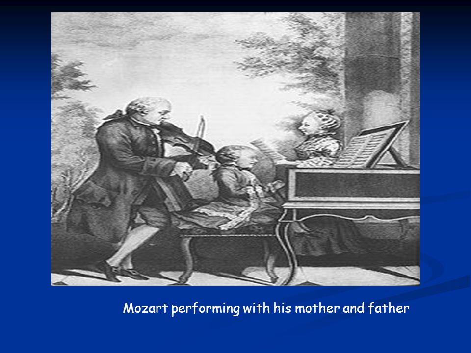 Mozart performing with his mother and father