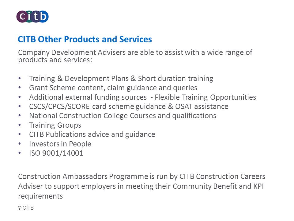 CITB Other Products and Services