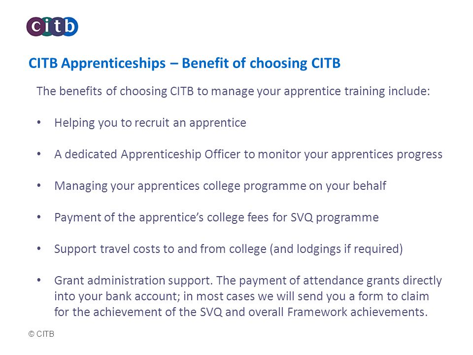 CITB Apprenticeships – Benefit of choosing CITB