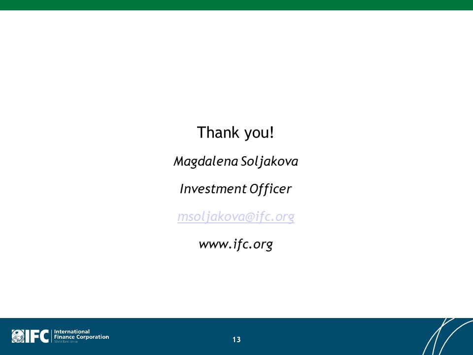 Thank you! Magdalena Soljakova Investment Officer