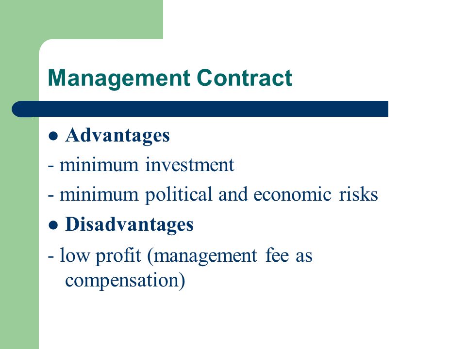Management Contract Advantages - minimum investment