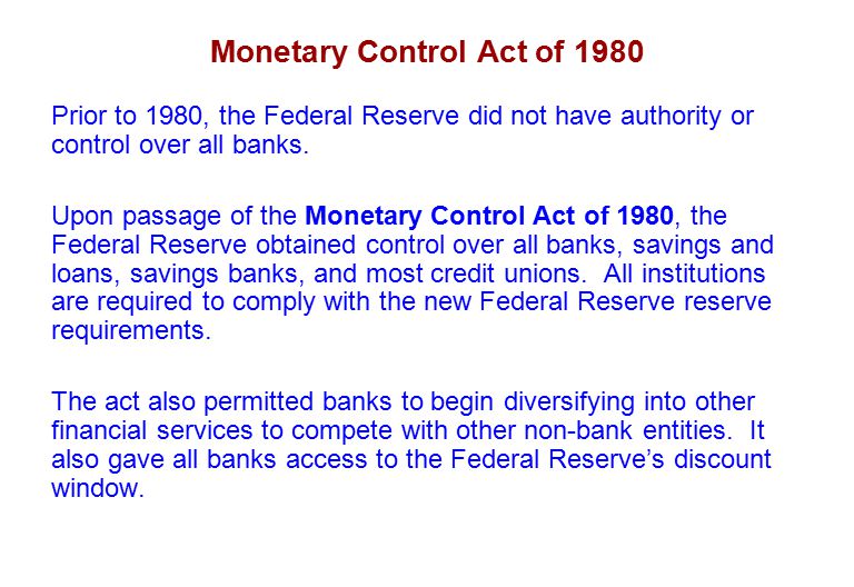 Monetary Control Act of 1980