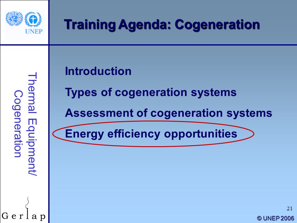 Training Agenda: Cogeneration