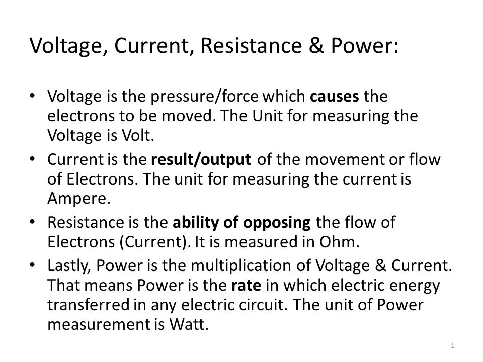Voltage, Current, Resistance & Power: