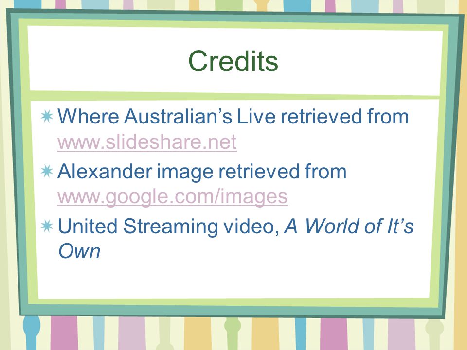 Credits Where Australian’s Live retrieved from