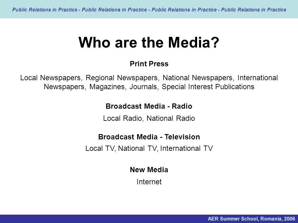 Broadcast Media - Radio Broadcast Media - Television