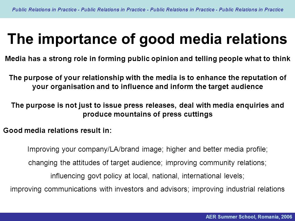 The importance of good media relations