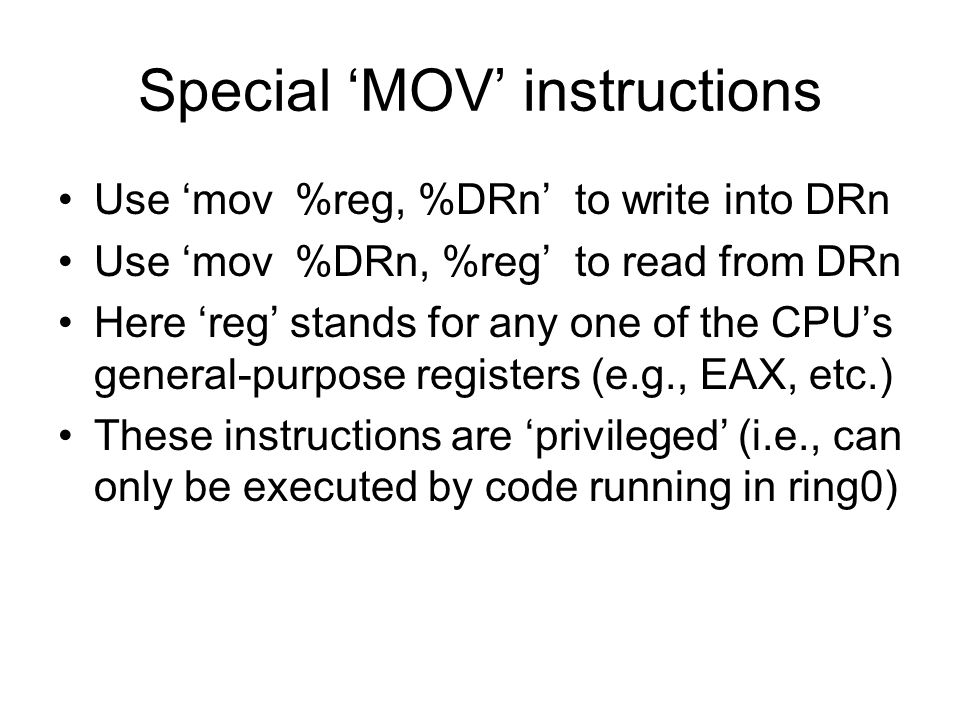 Special ‘MOV’ instructions