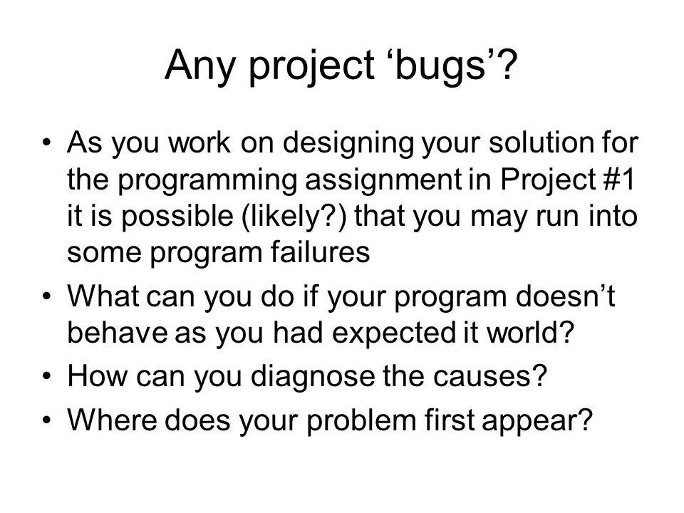 Any project ‘bugs’