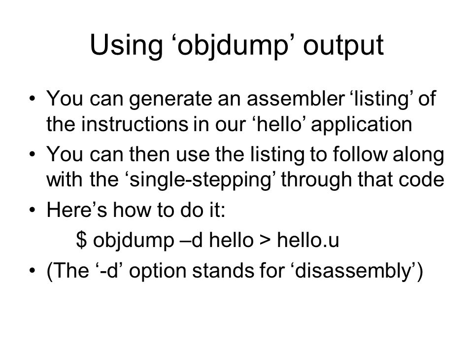 Using ‘objdump’ output
