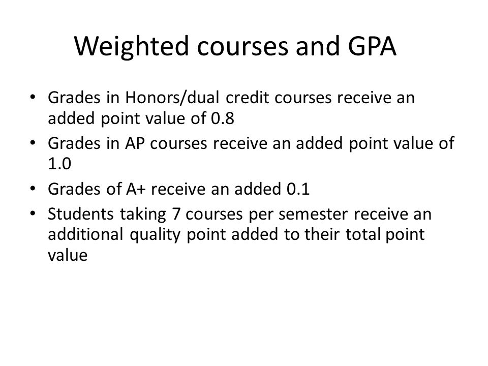 Weighted courses and GPA