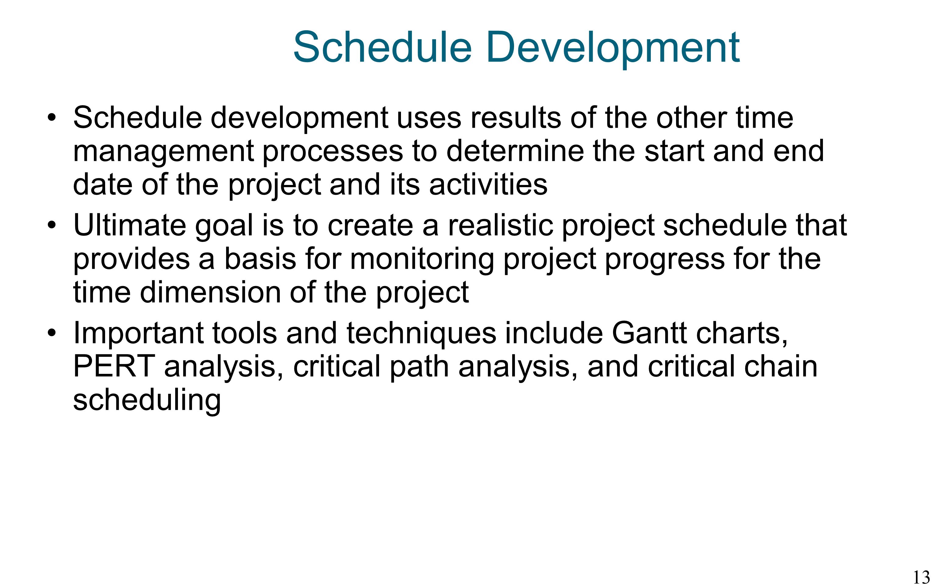 Schedule Development