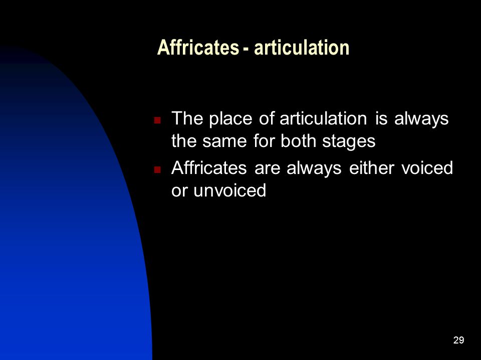 Affricates - articulation
